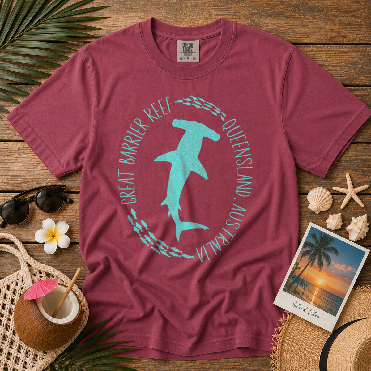Great Barrier Reef Australia T-Shirt in Chili - roamstride graphic tee