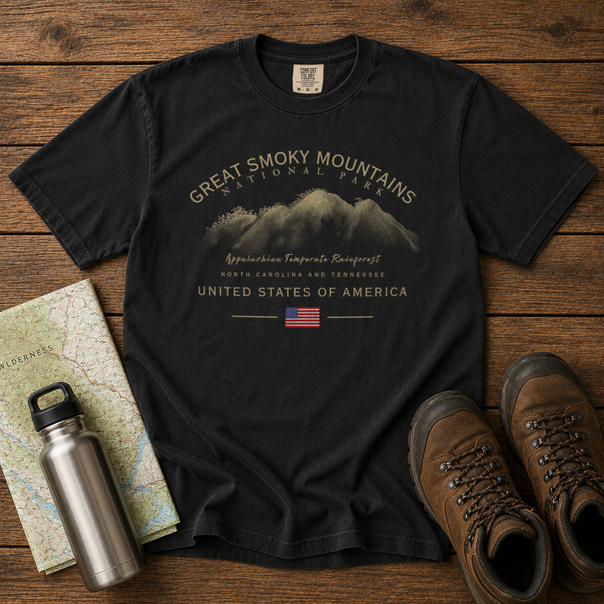 Great Smoky Mountains National Park T-Shirt in Black - roamstride graphic tee