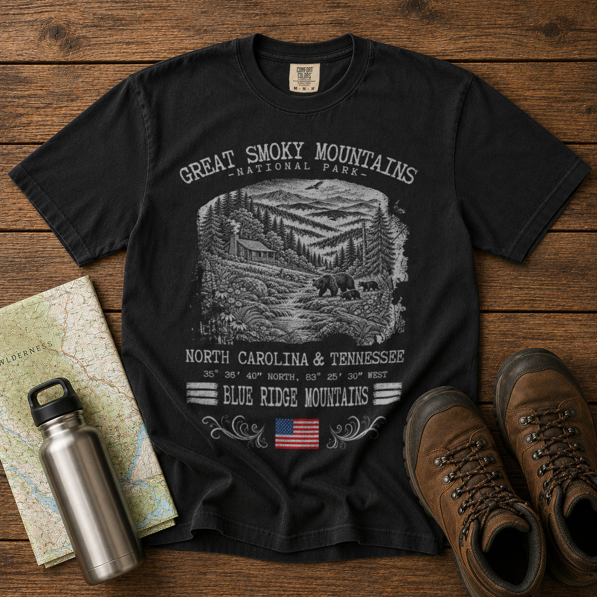 Great Smoky Mountains National Park T-Shirt in Black - roamstride graphic tee
