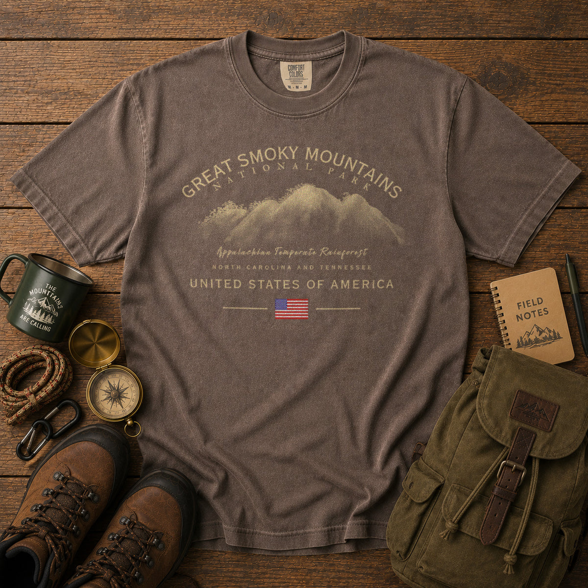 Great Smoky Mountains National Park T-Shirt in Espresso - roamstride graphic tee