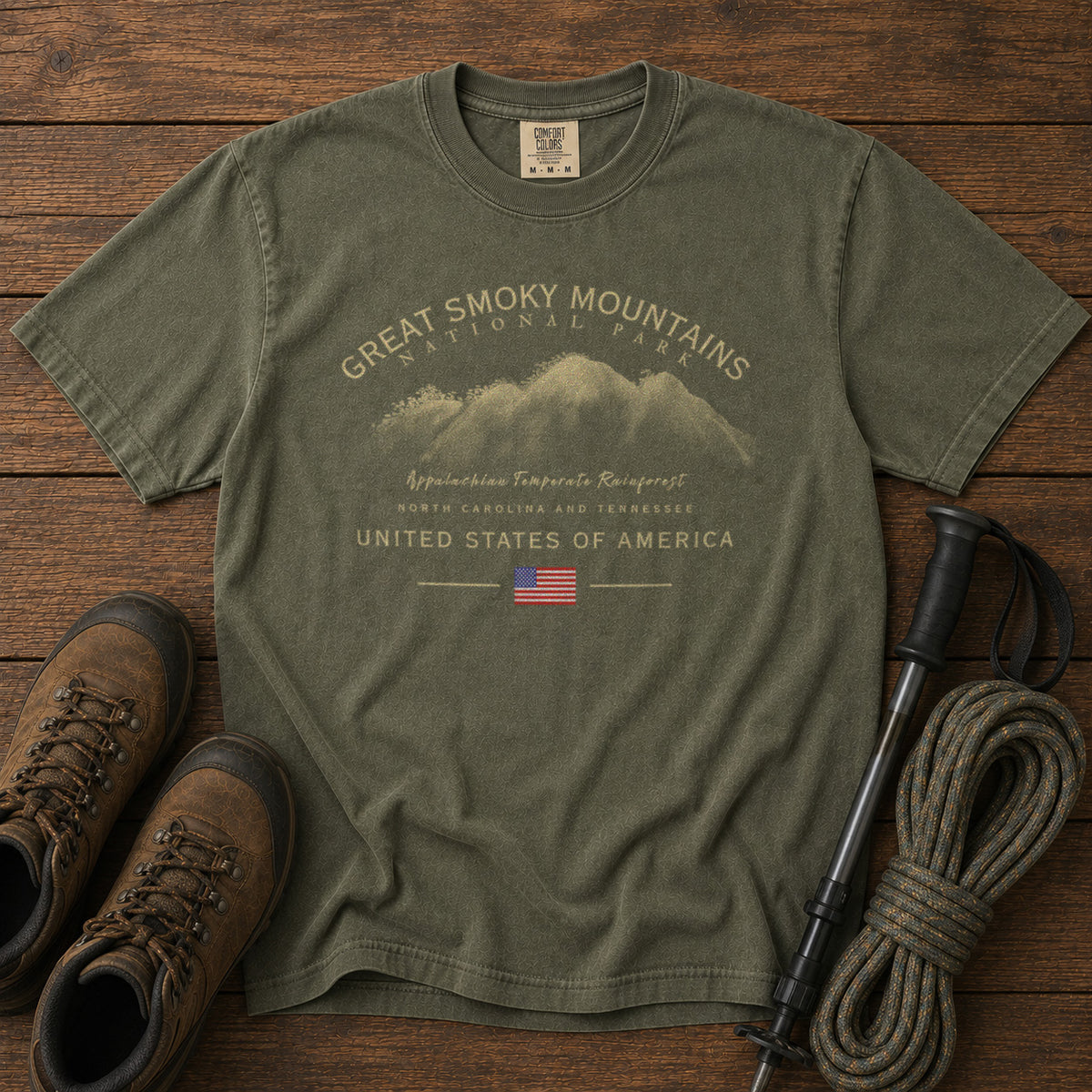 Great Smoky Mountains National Park T-Shirt in Moss - roamstride graphic tee