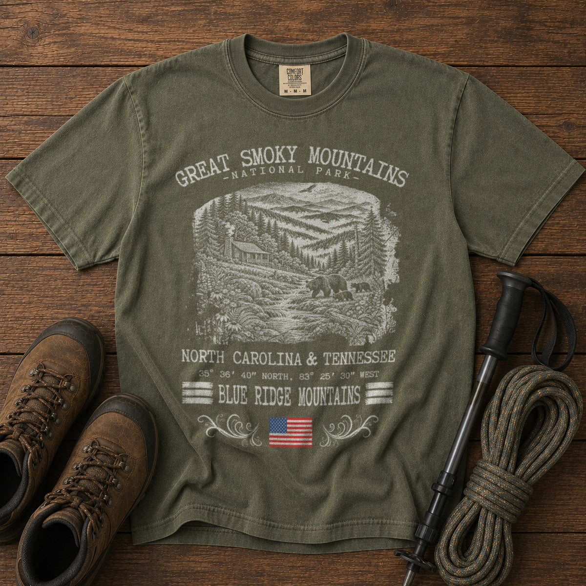 Great Smoky Mountains National Park T-Shirt in Moss - roamstride graphic tee