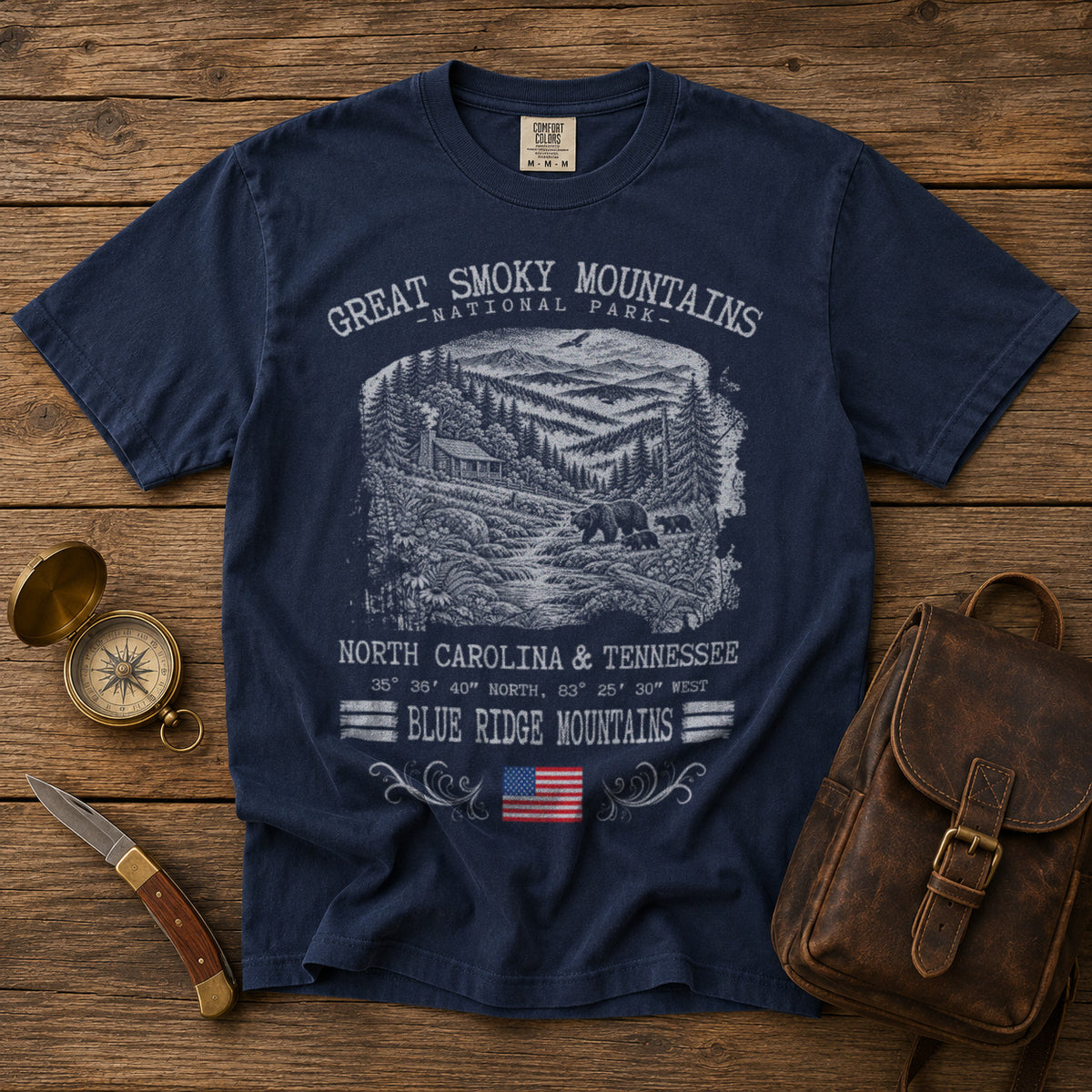 Great Smoky Mountains National Park T-Shirt in Navy - roamstride graphic tee