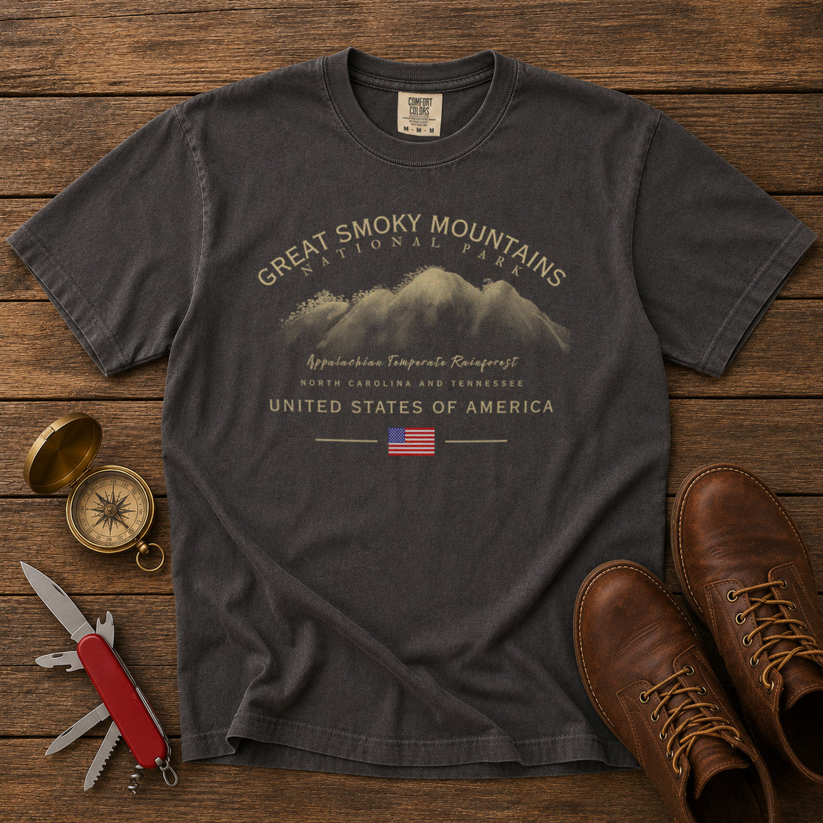 Great Smoky Mountains National Park T-Shirt in Pepper - roamstride graphic tee