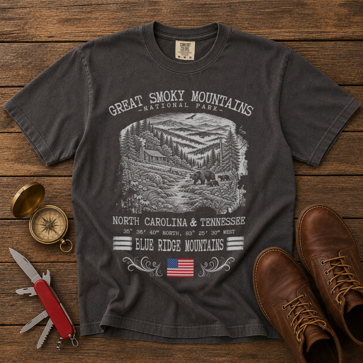 Great Smoky Mountains National Park T-Shirt in Pepper - roamstride graphic tee