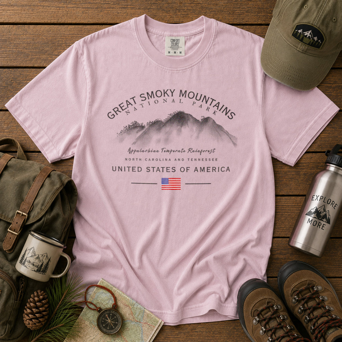 Great Smoky Mountains National Park T-Shirt in Blossom - roamstride graphic tee