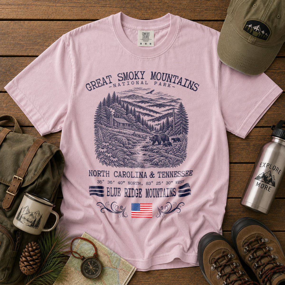 Great Smoky Mountains National Park T-Shirt in Blossom - roamstride graphic tee