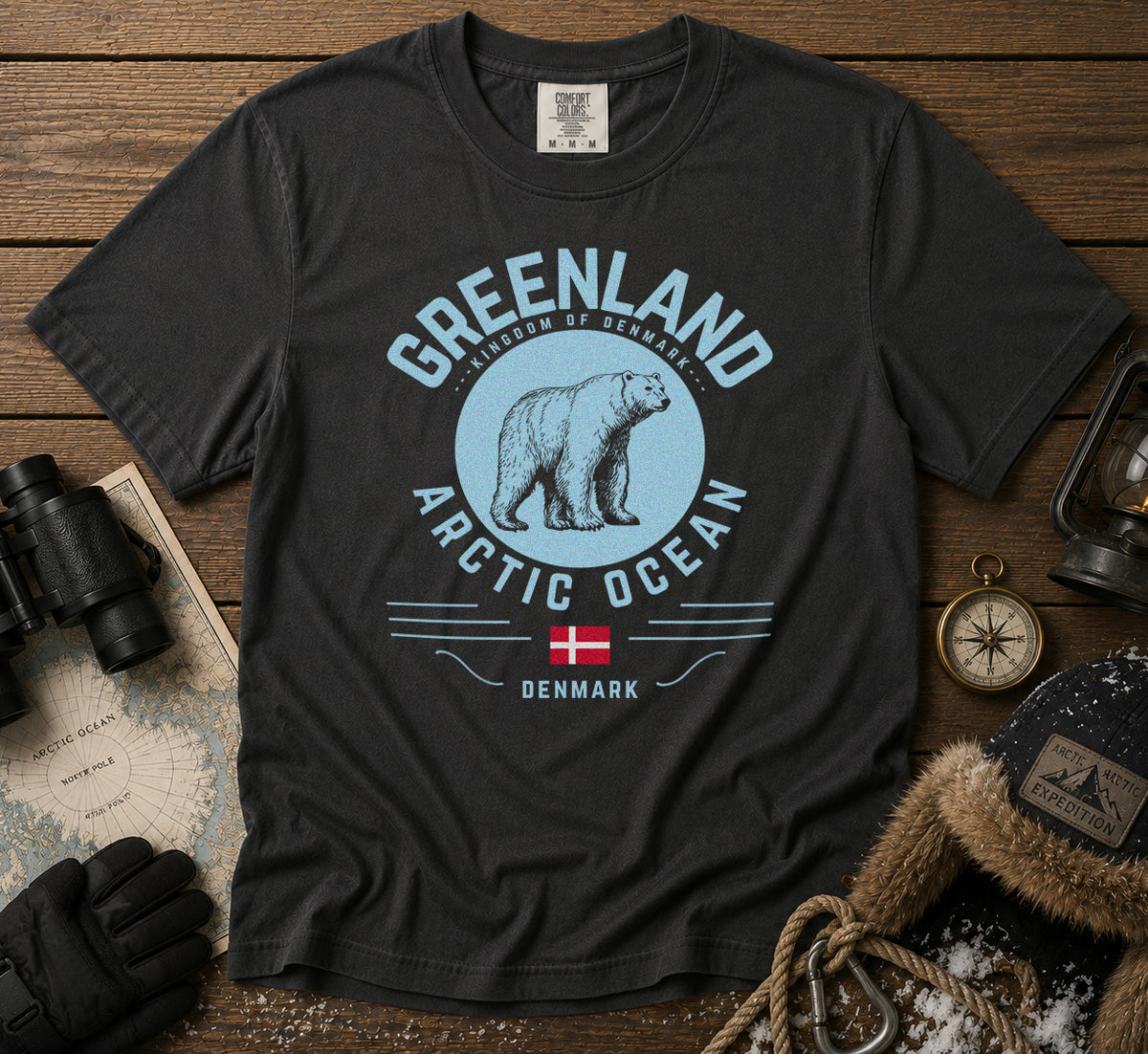 Greenland Polar Bear T-Shirt in Pepper - roamstride graphic tee