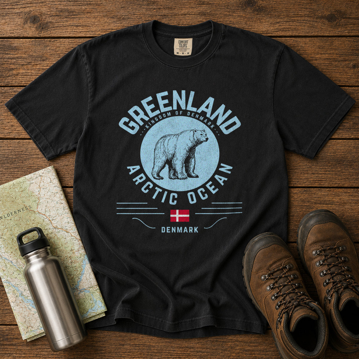 Greenland Polar Bear T-Shirt in Black - roamstride graphic tee