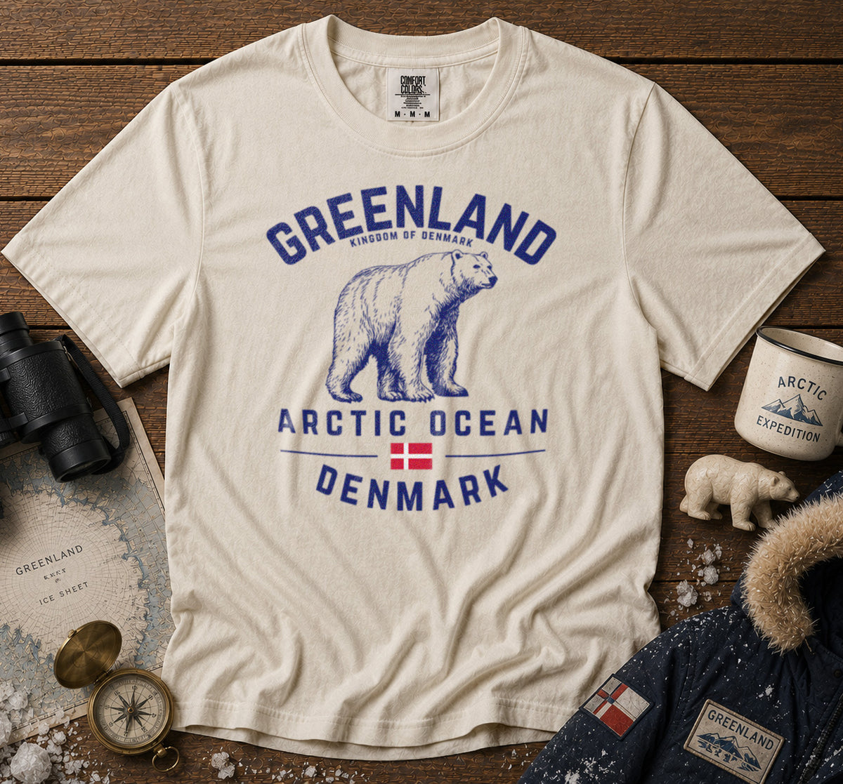 Greenland Polar Bear T-Shirt in Ivory - roamstride graphic tee