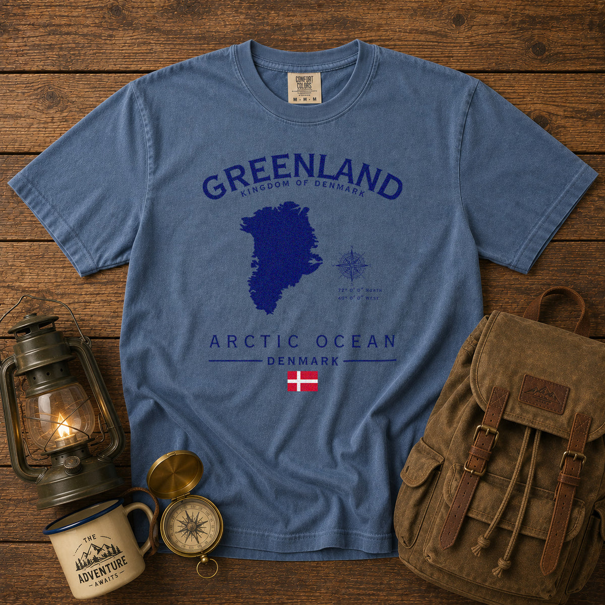 Greenland T-Shirt in Blue Jean - roamstride graphic tee