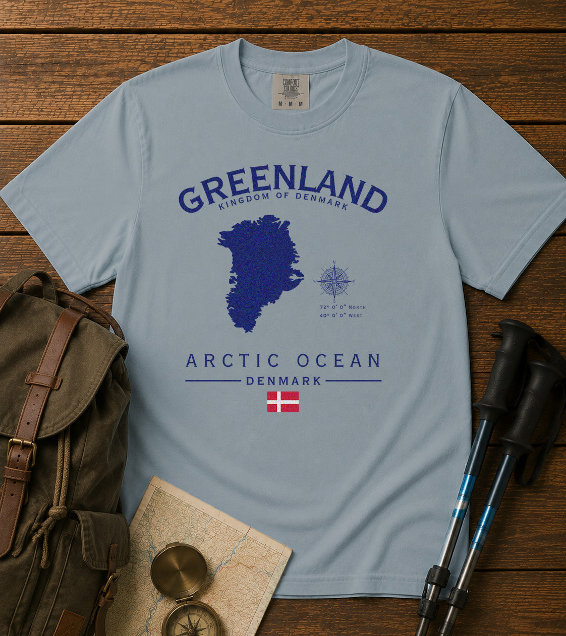 Greenland T-Shirt in Chambray - roamstride graphic tee