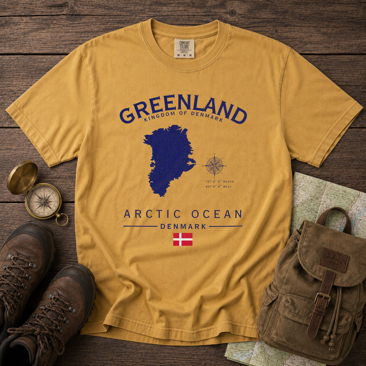 Greenland T-Shirt in Mustard - roamstride graphic tee