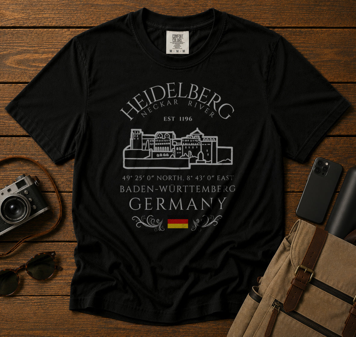 Heidelberg T-Shirt in Black - roamstride graphic tee
