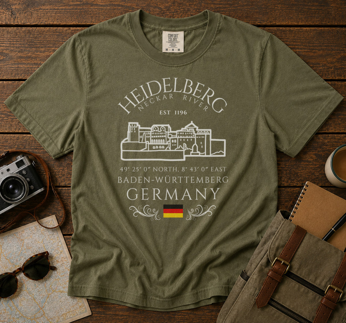 Heidelberg T-Shirt in Moss - roamstride graphic tee