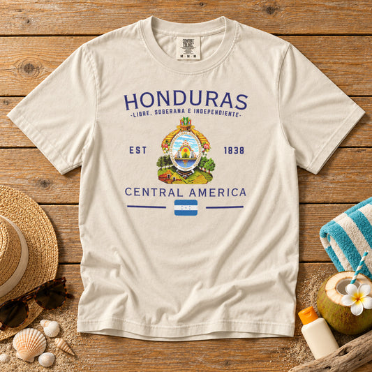 Honduras Coat of Arms T-Shirt in Ivory - roamstride graphic tee