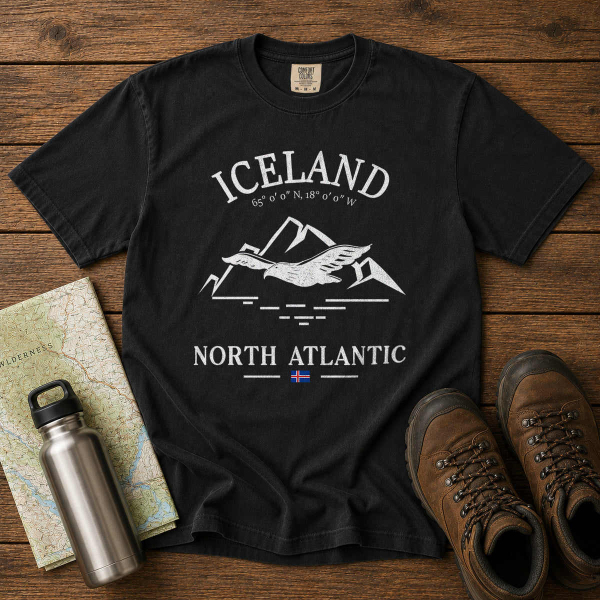 Iceland T-Shirt in Black - roamstride graphic tee