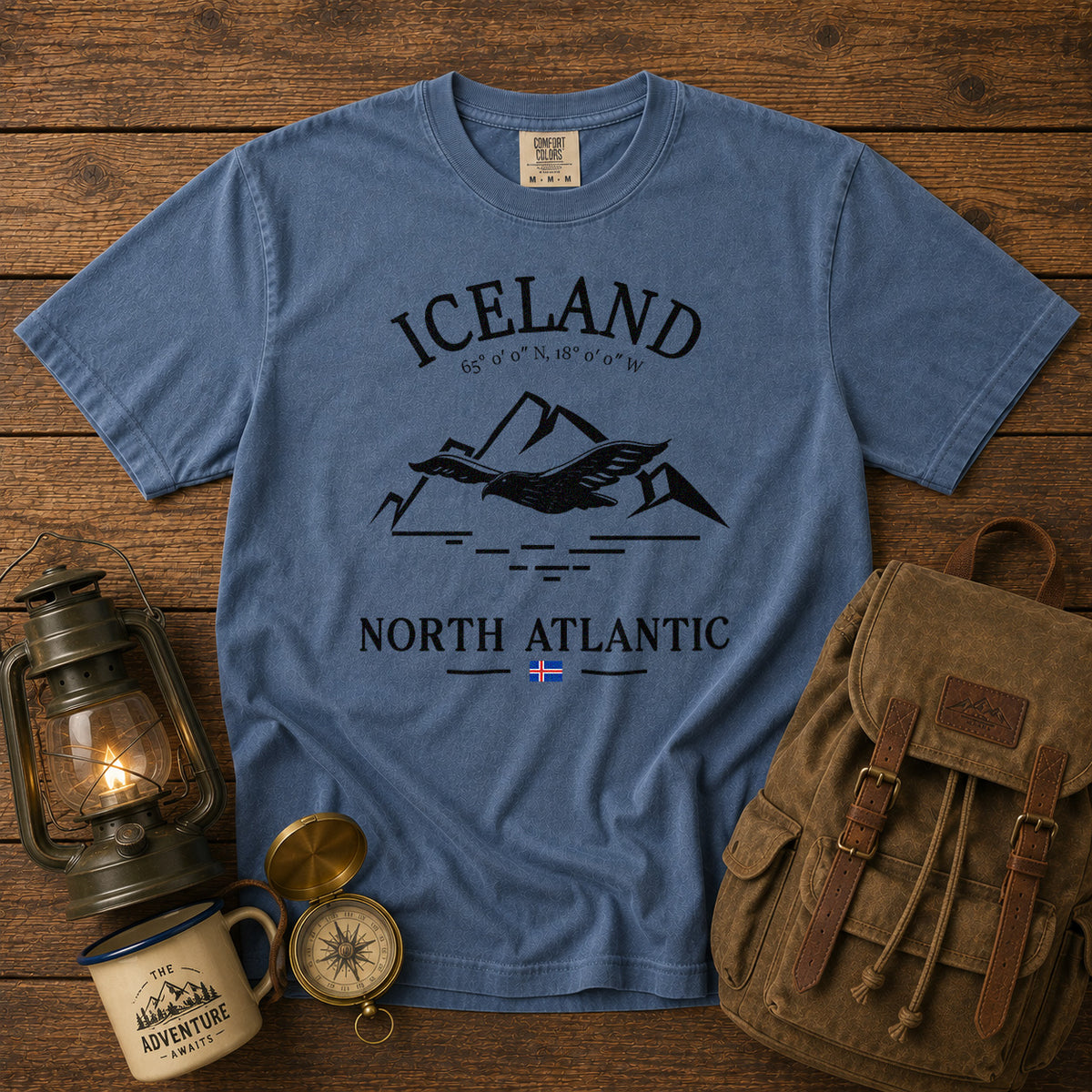 Iceland T-Shirt in Blue Jean - roamstride graphic tee