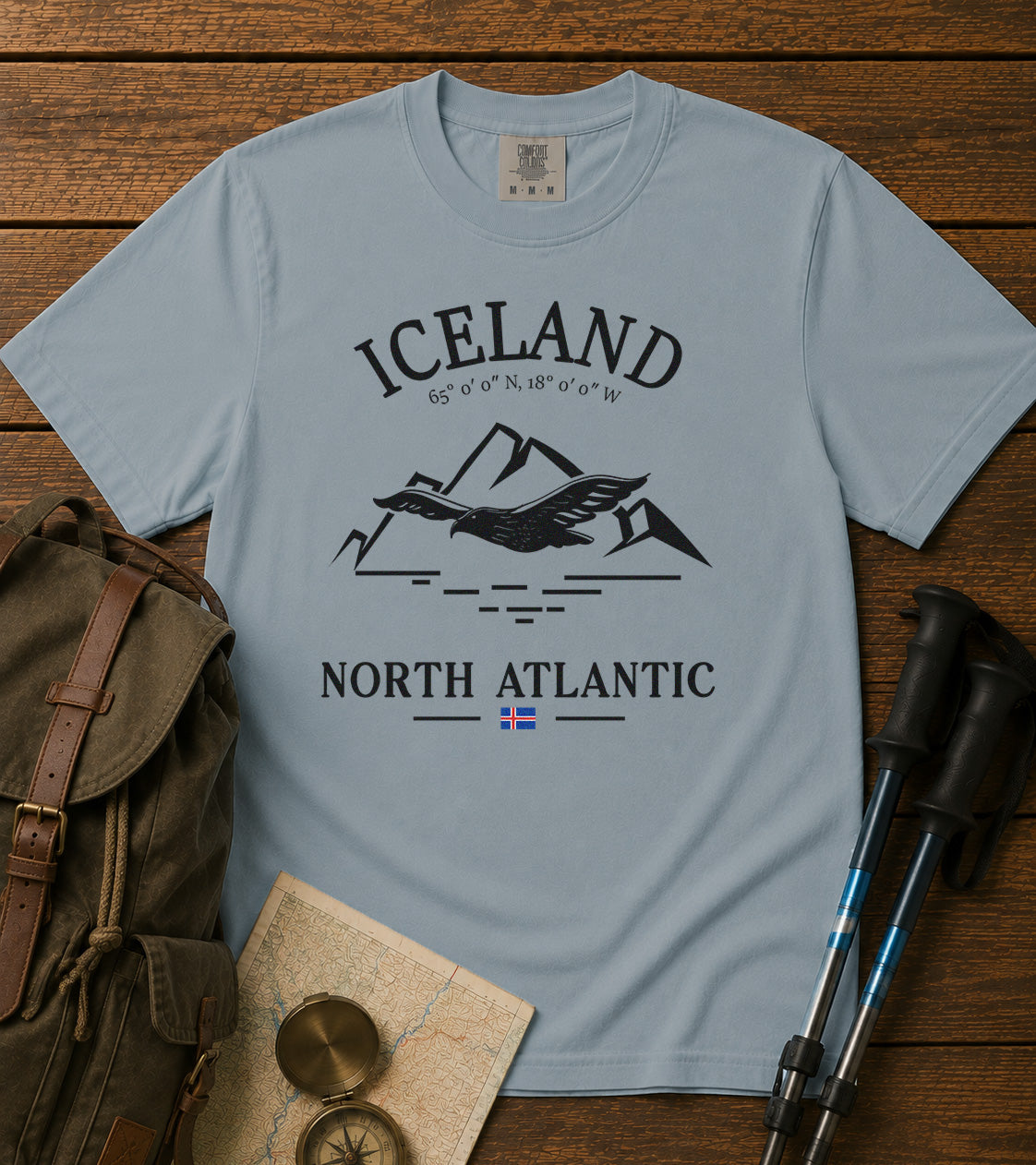 Iceland T-Shirt in Chambray - roamstride graphic tee
