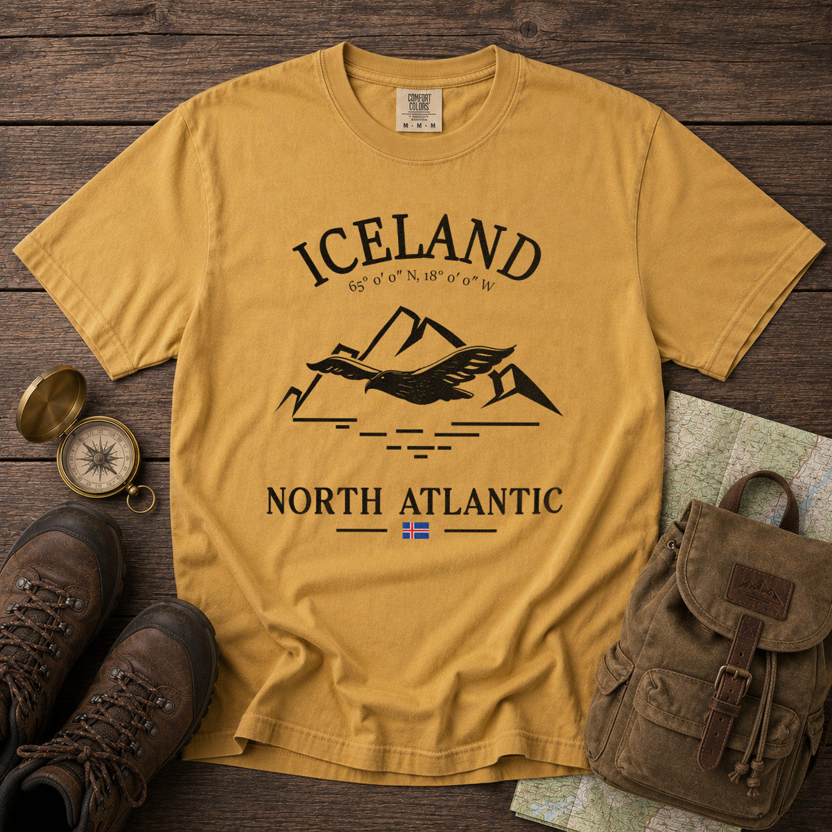 Iceland T-Shirt in Mustard - roamstride graphic tee