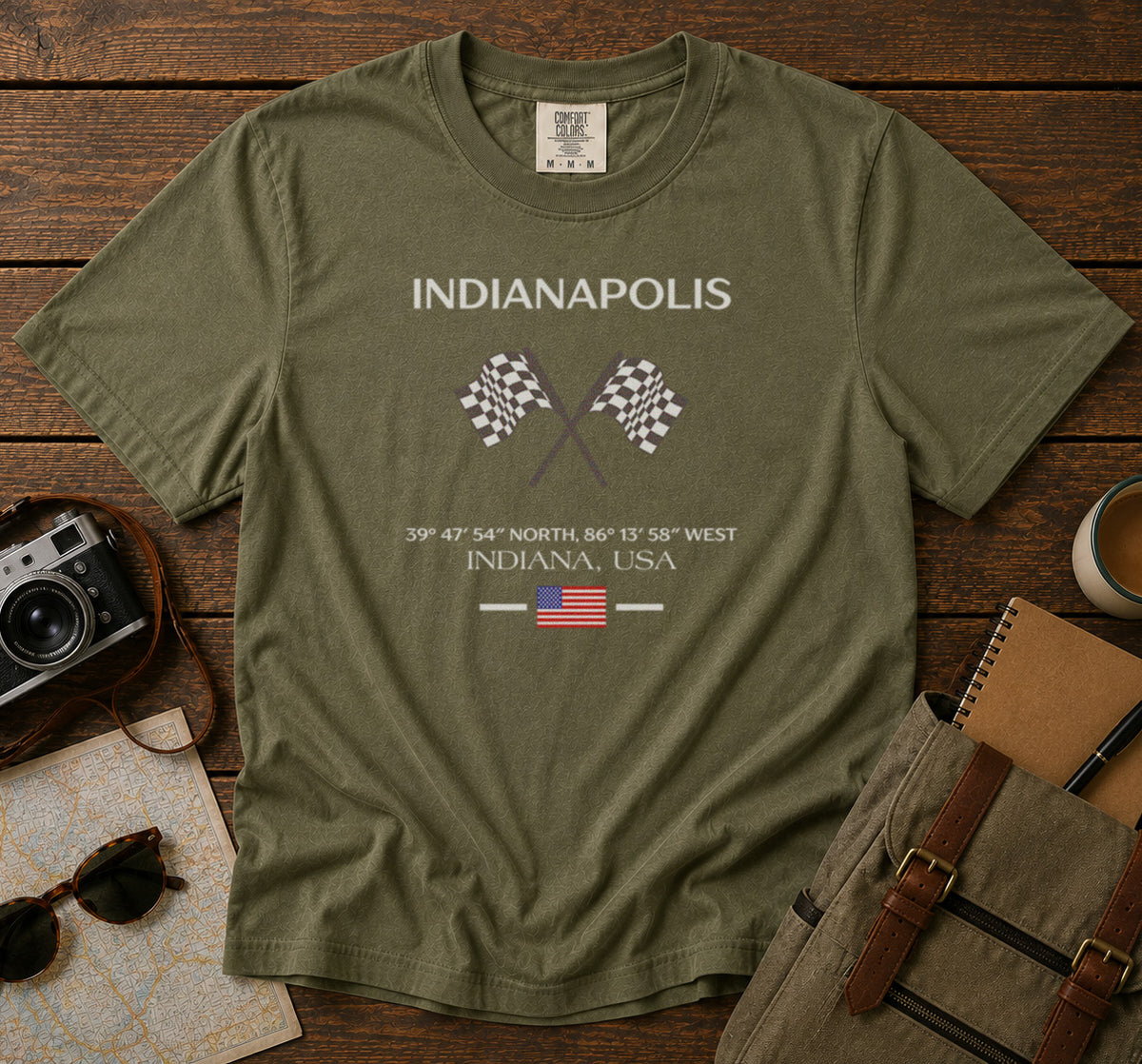 Indianapolis Motorsport T-Shirt in Moss - roamstride graphic tee