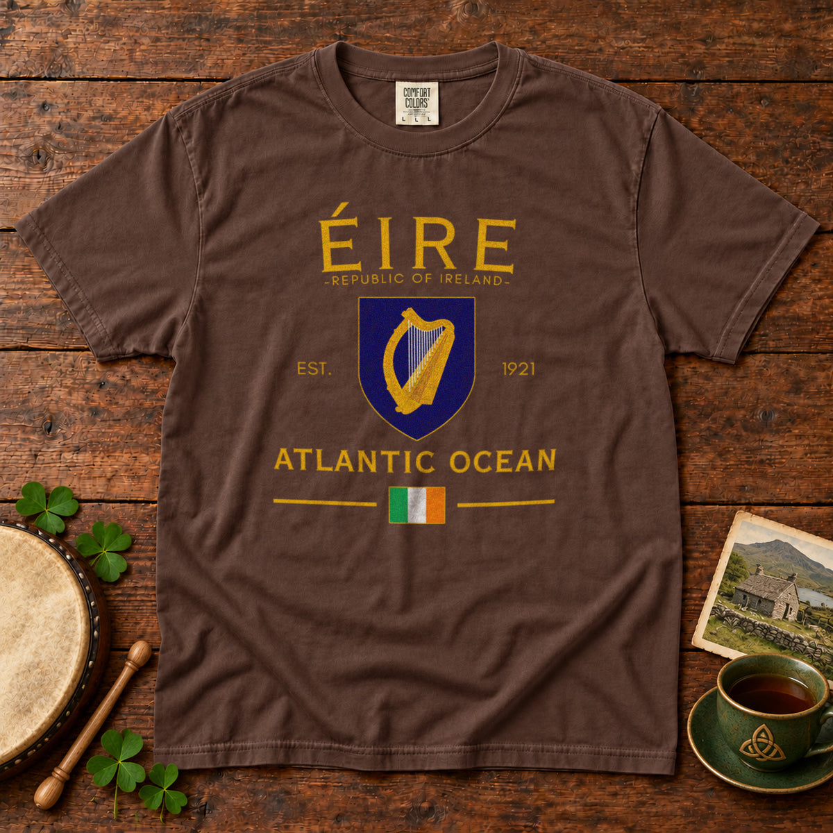 Ireland Eire Coat of Arms T-Shirt in Espresso - roamstride graphic tee