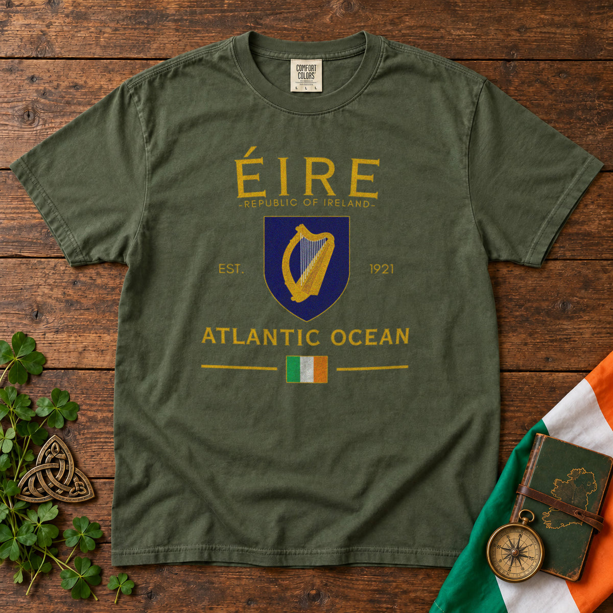 Ireland Eire Coat of Arms T-Shirt in Moss - roamstride graphic tee