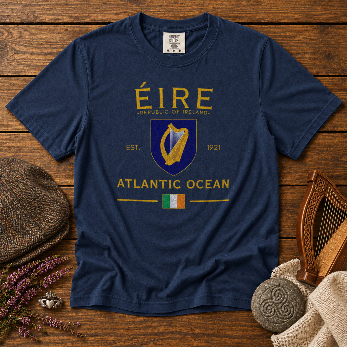 Ireland Eire Coat of Arms T-Shirt in Navy - roamstride graphic tee