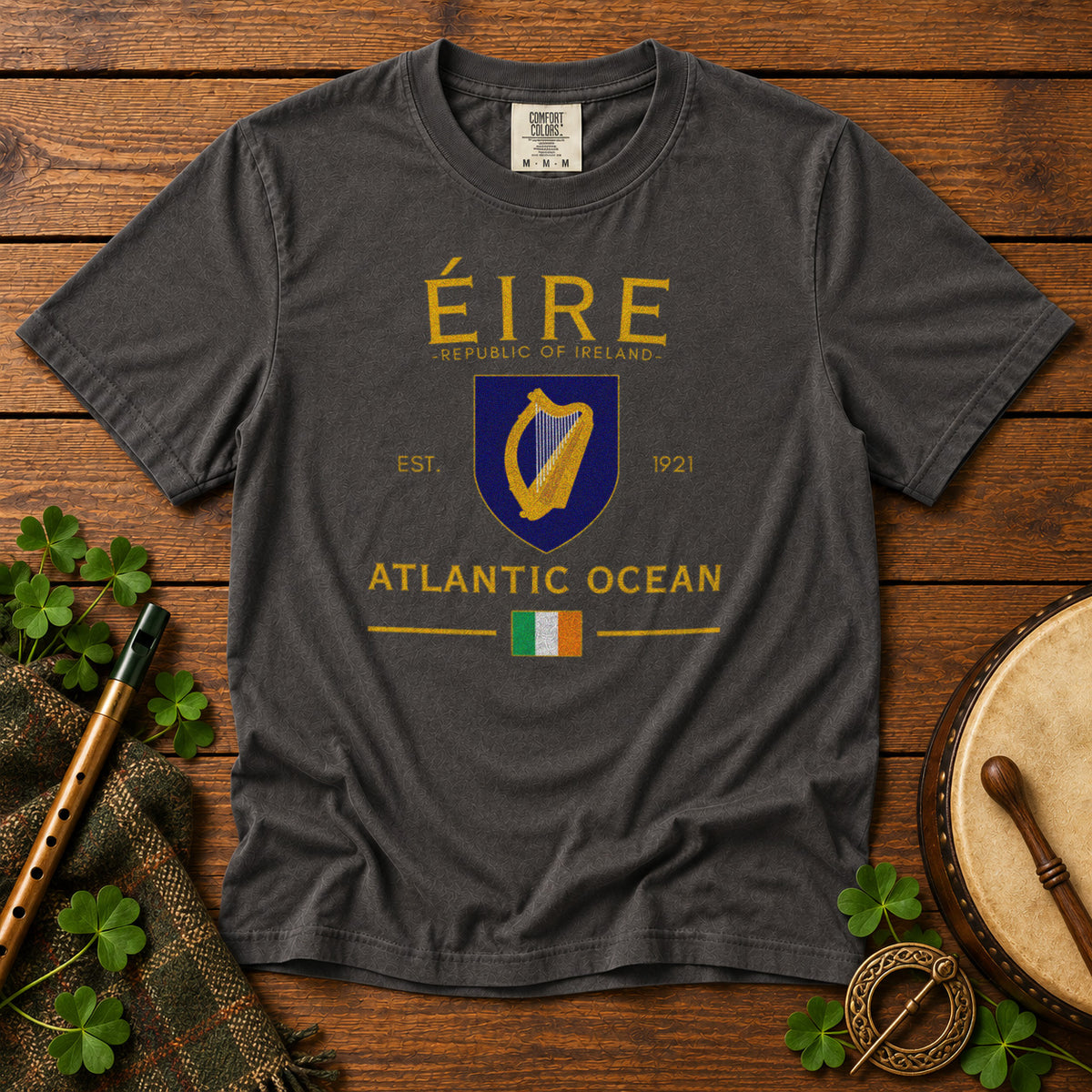 Ireland Eire Coat of Arms T-Shirt in Pepper - roamstride graphic tee
