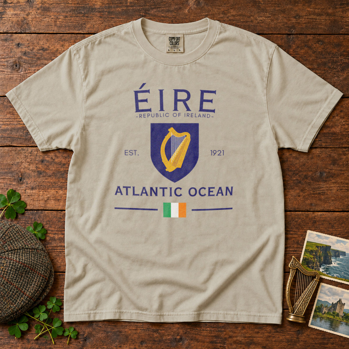 Ireland Eire Coat of Arms T-Shirt in Ivory - roamstride graphic tee