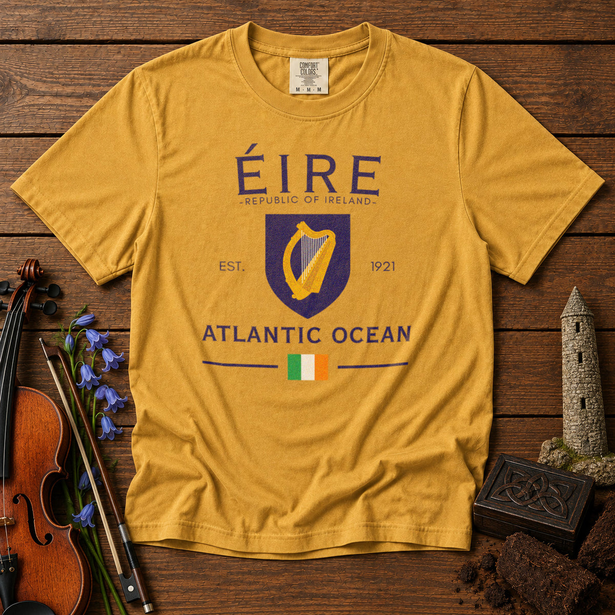 Ireland Eire Coat of Arms T-Shirt in Mustard - roamstride graphic tee