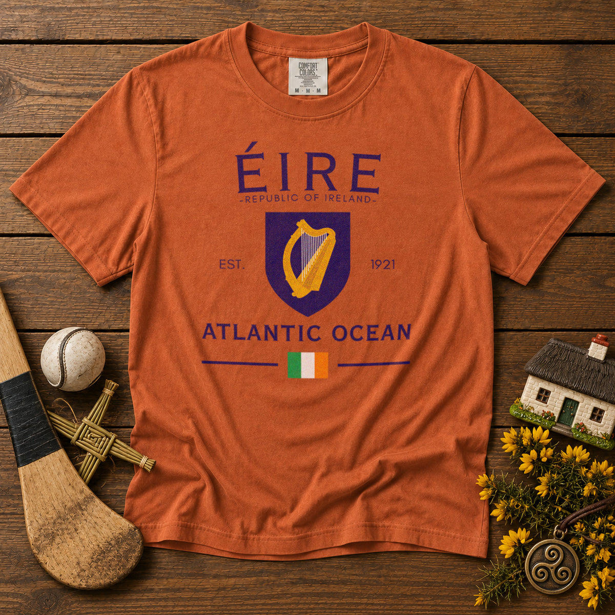 Ireland Eire Coat of Arms T-Shirt in Yam - roamstride graphic tee