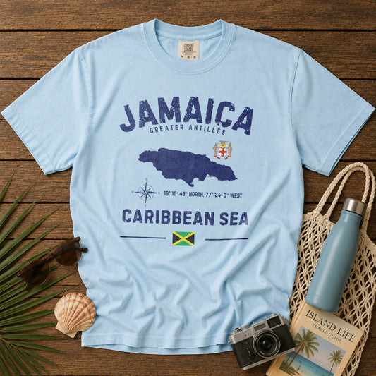 Jamaica T-Shirt in Chambray - roamstride graphic tee