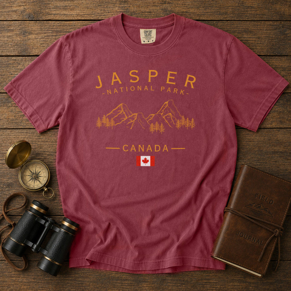 Jasper National Park Canada Canadian Rocky Mountains T-Shirt in Chili - roamstride graphic tee