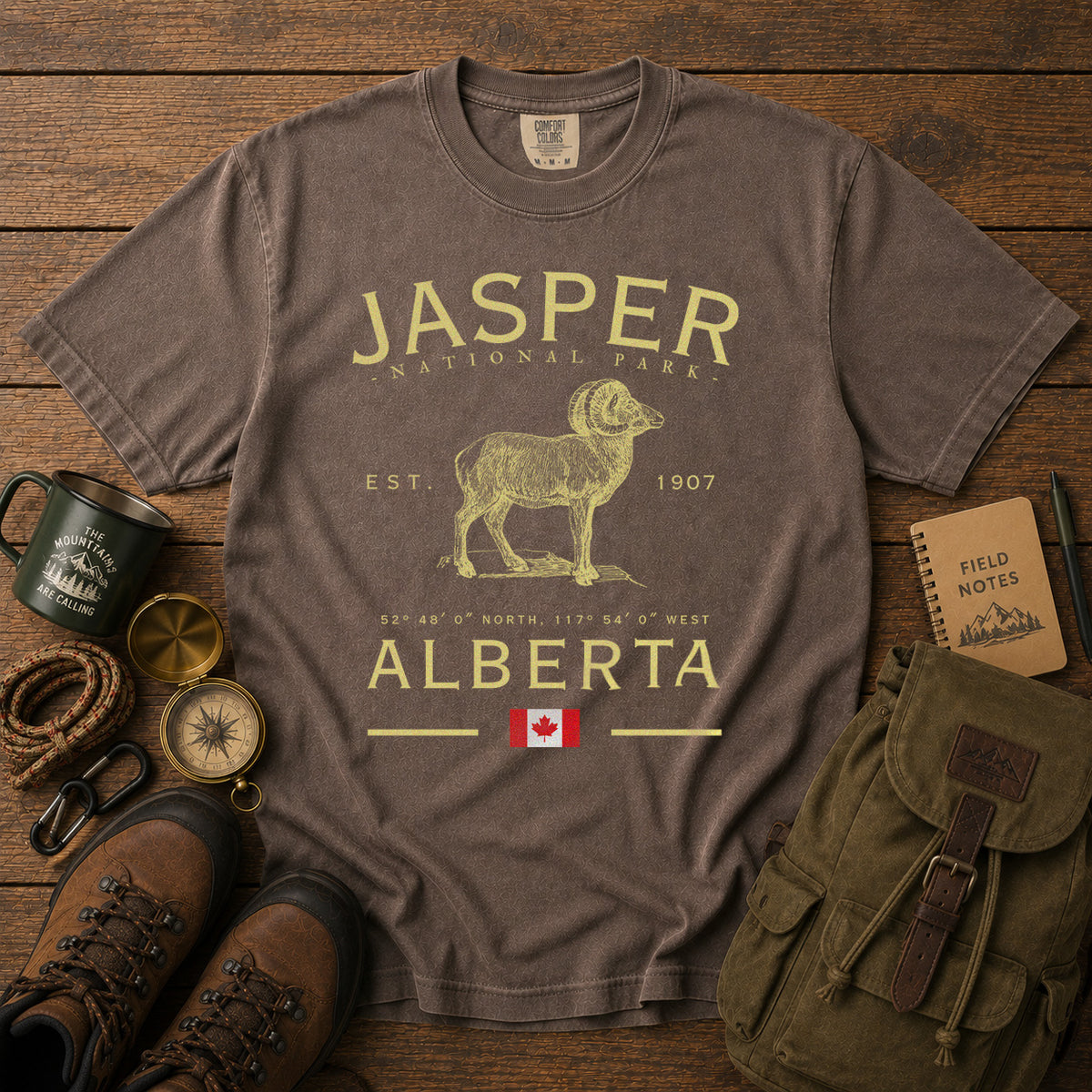 Jasper National Park T-Shirt in Espresso - roamstride graphic tee