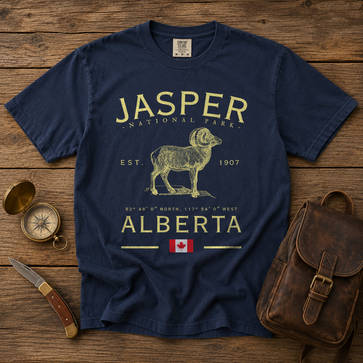 Jasper National Park T-Shirt in Navy - roamstride graphic tee