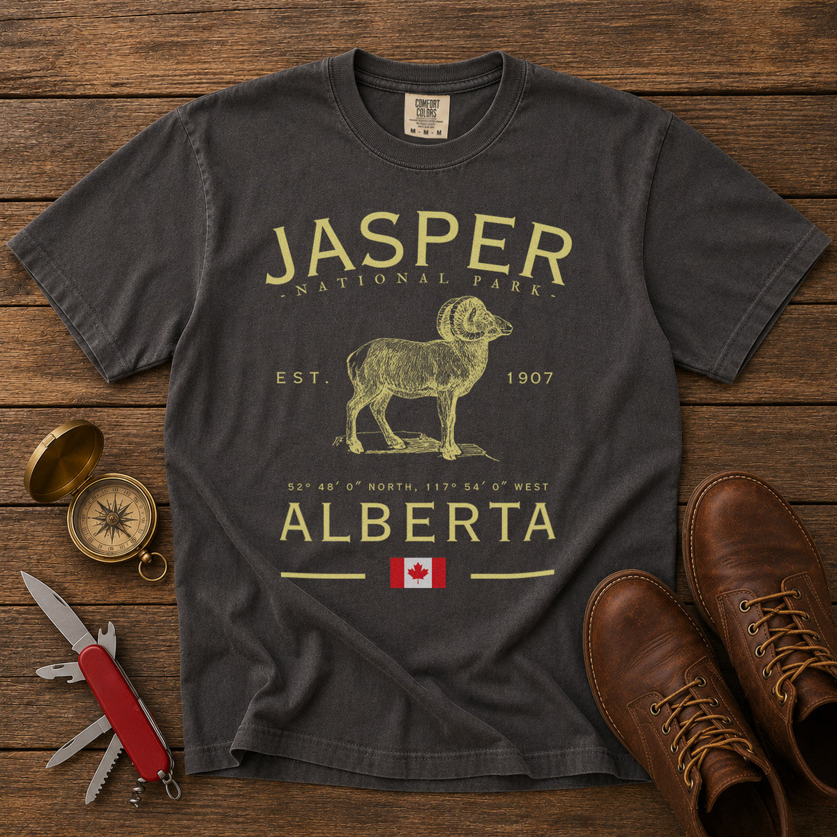 Jasper National Park T-Shirt in Pepper - roamstride graphic tee