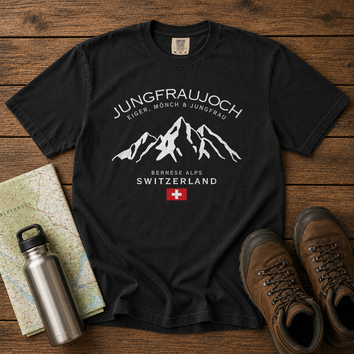Jungfraujoch T-Shirt in Black - roamstride graphic tee