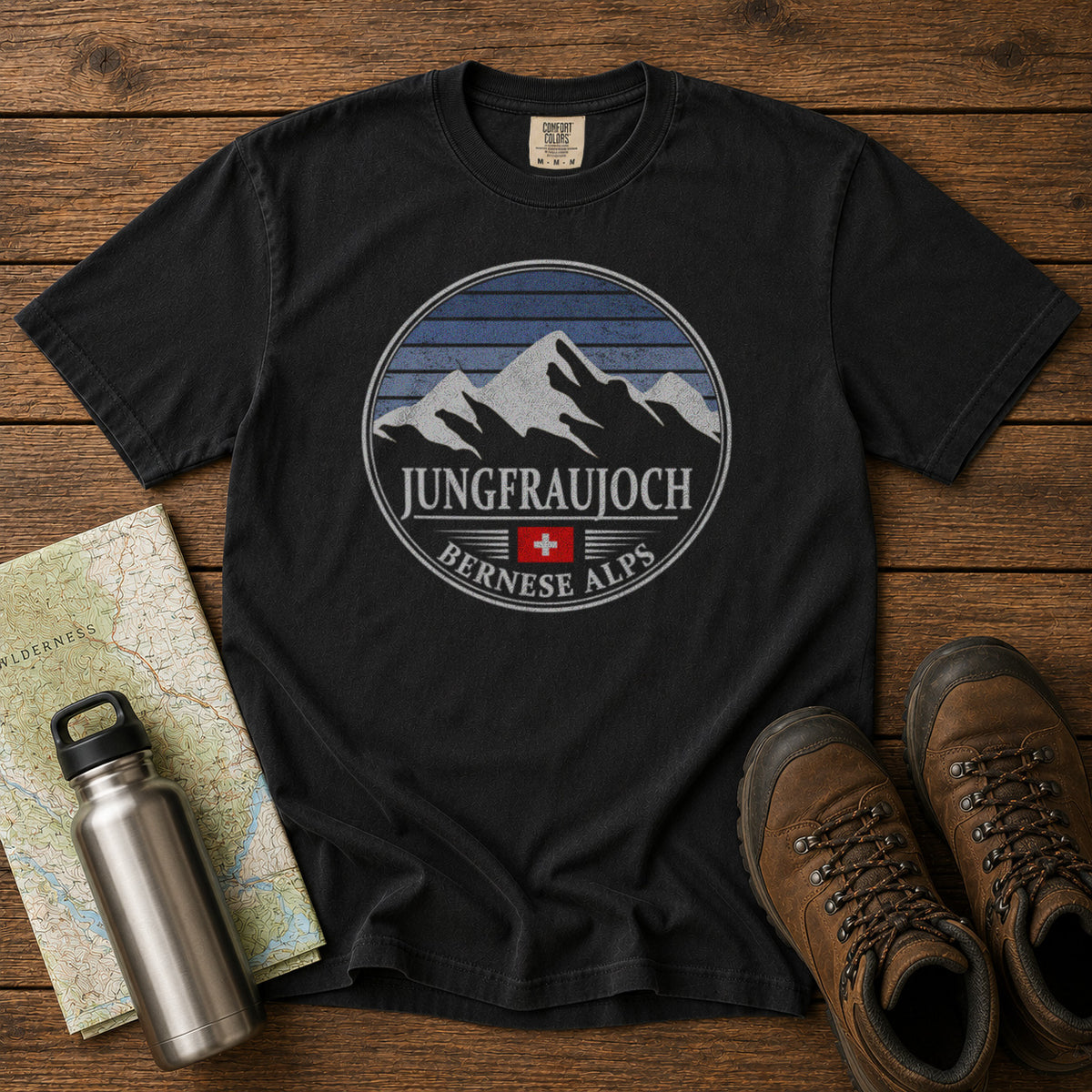 Jungfraujoch T-Shirt in Black - roamstride graphic tee
