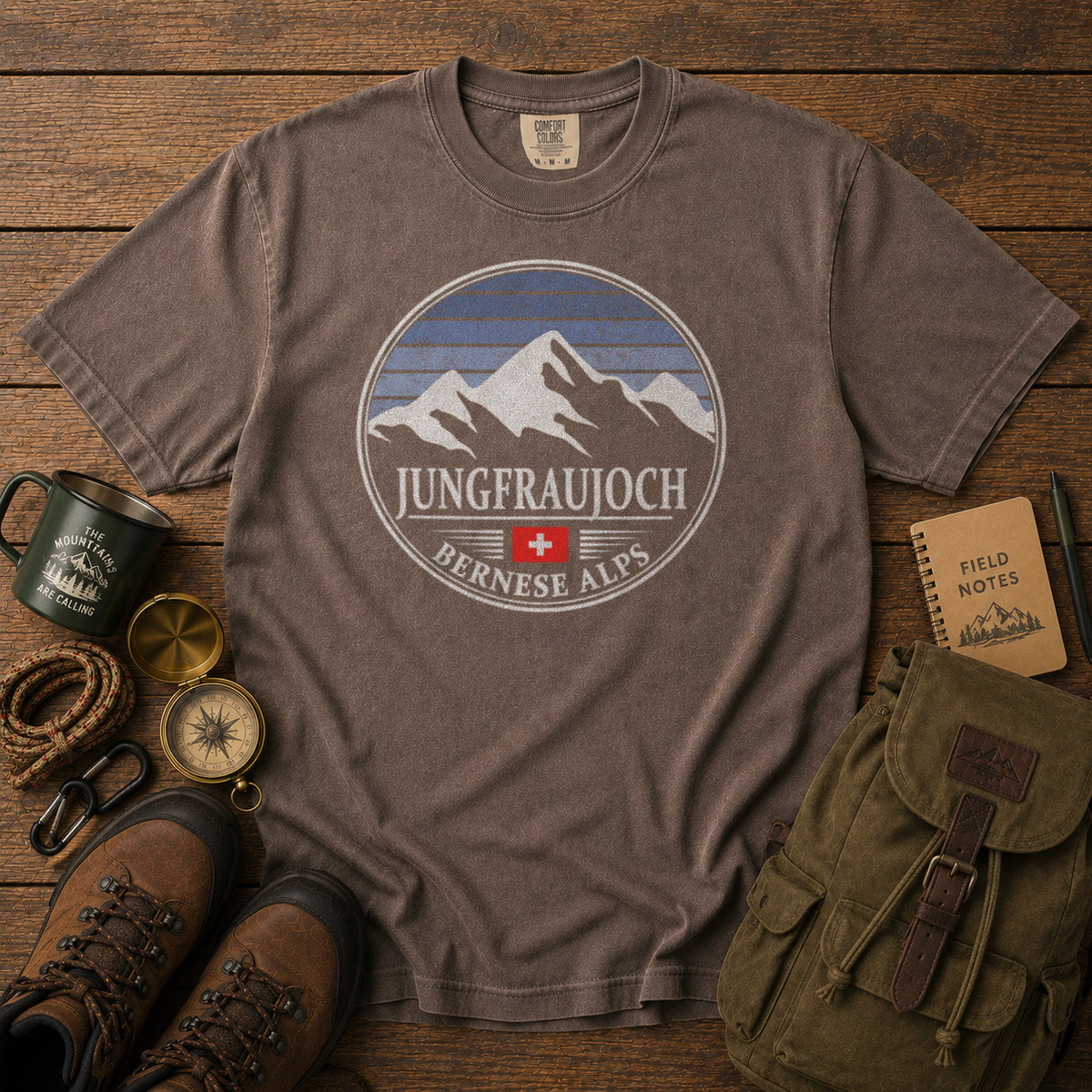 Jungfraujoch T-Shirt in Espresso - roamstride graphic tee