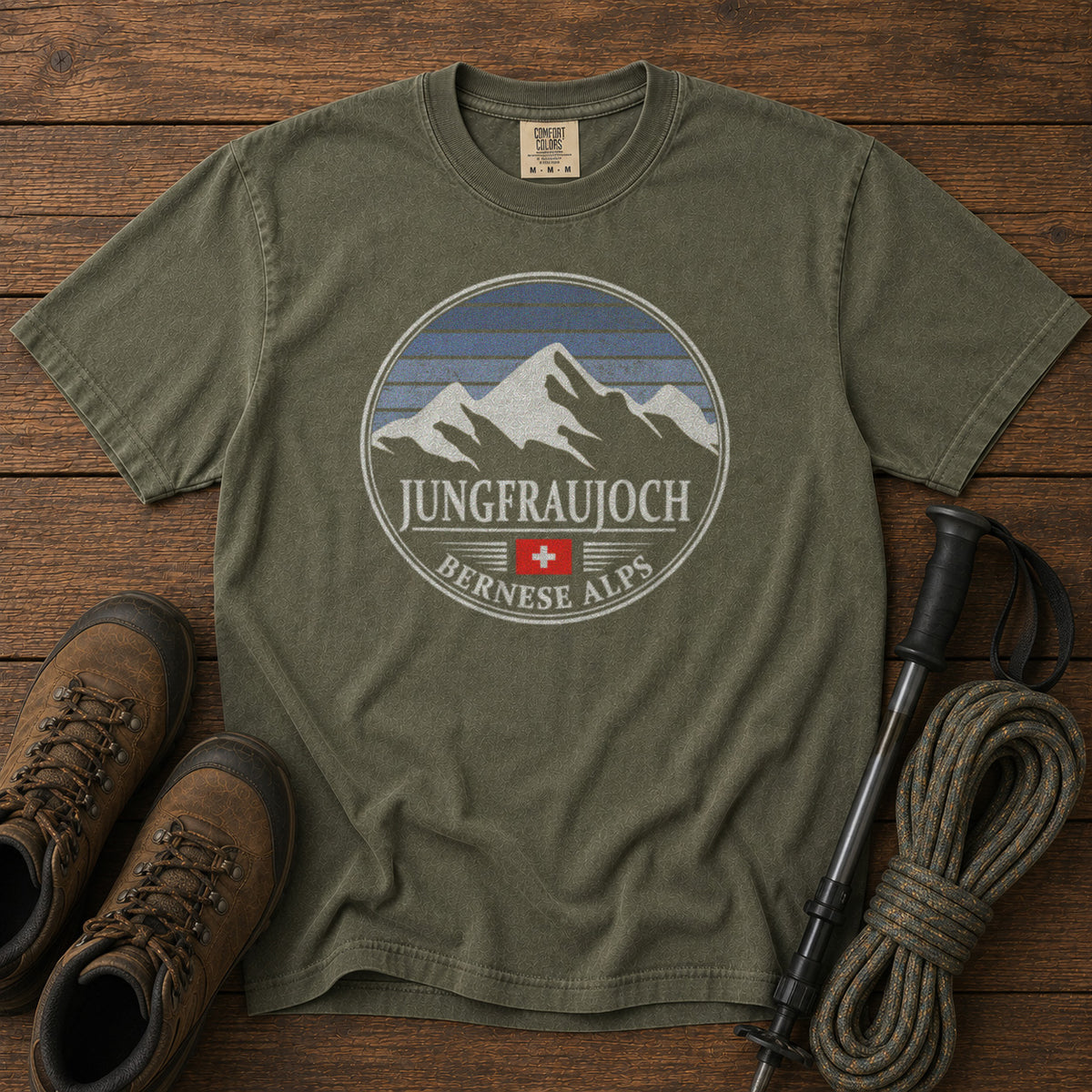 Jungfraujoch T-Shirt in Moss - roamstride graphic tee