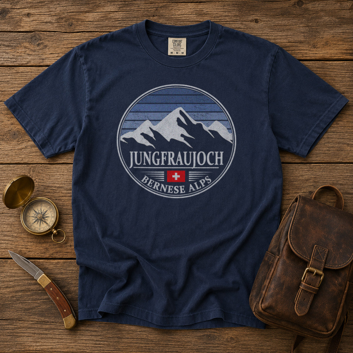 Jungfraujoch T-Shirt in Navy - roamstride graphic tee