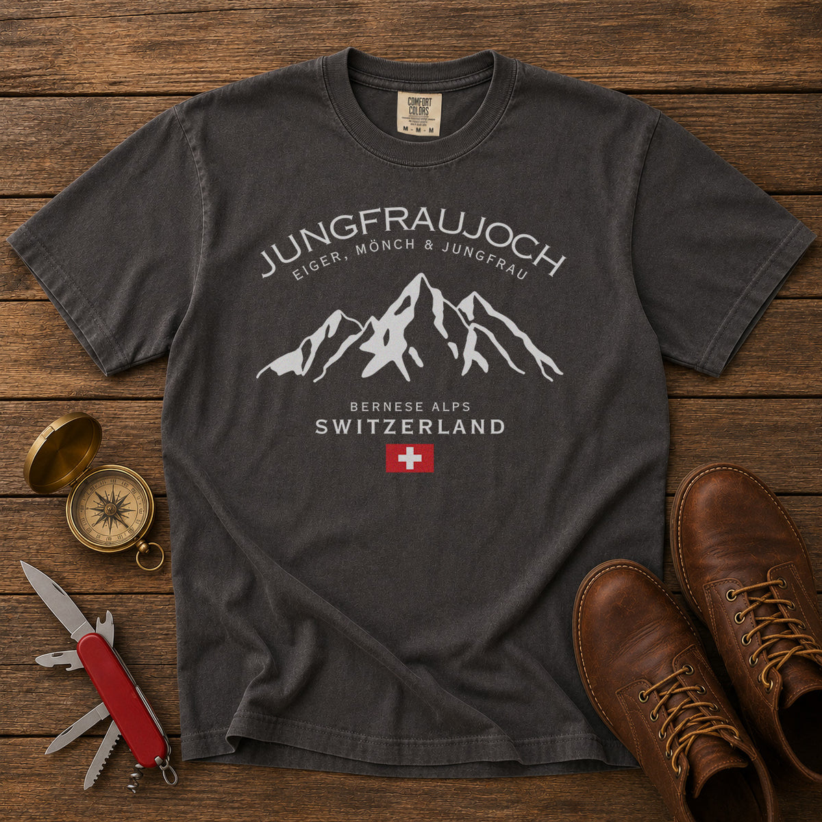 Jungfraujoch T-Shirt in Pepper - roamstride graphic tee