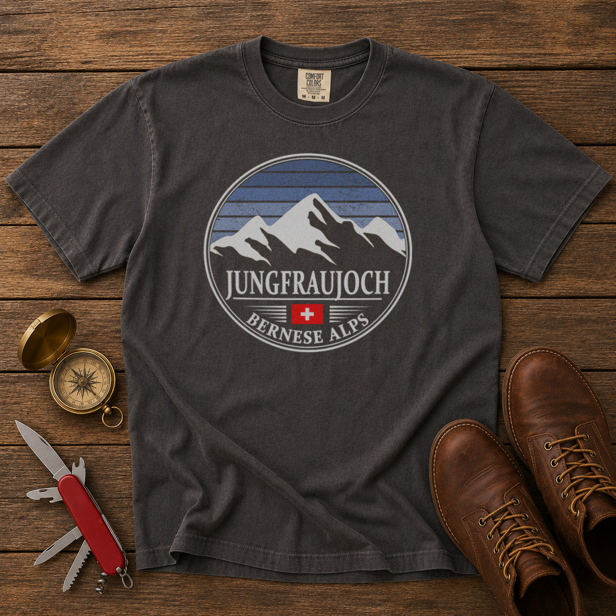 Jungfraujoch T-Shirt in Pepper - roamstride graphic tee