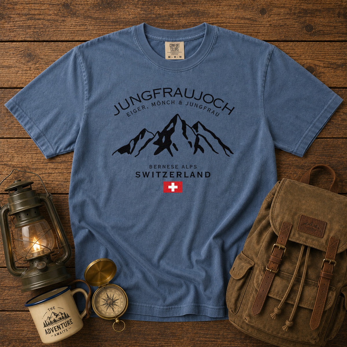 Jungfraujoch T-Shirt in Blue Jean - roamstride graphic tee