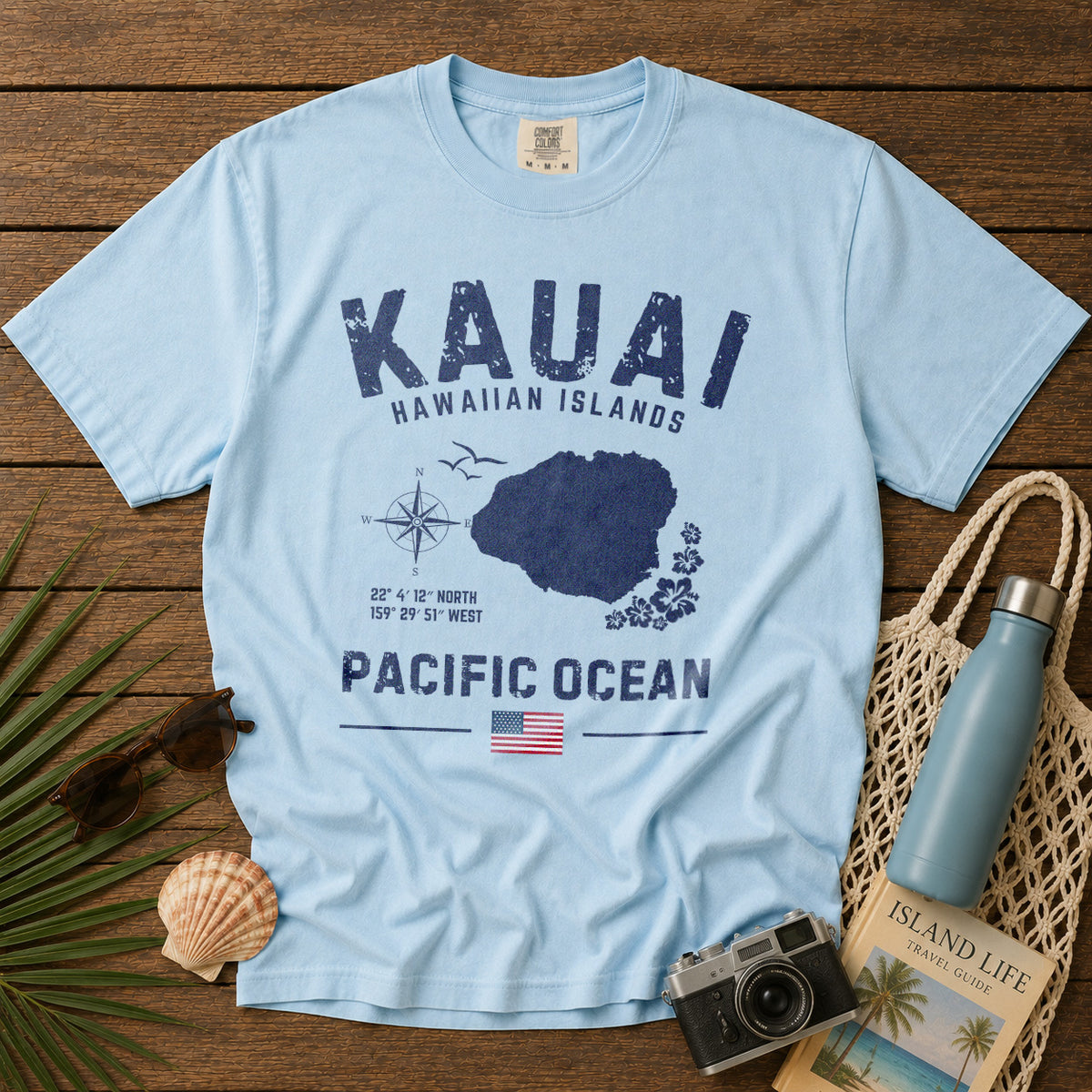Kauai T-Shirt in Chambray - roamstride graphic tee
