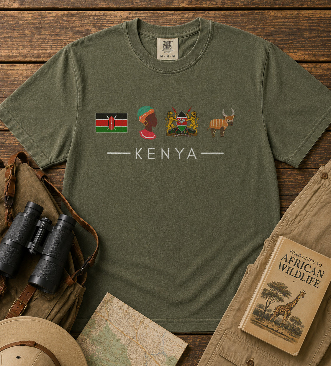 Kenya African Culture T-Shirt in Moss - roamstride graphic tee