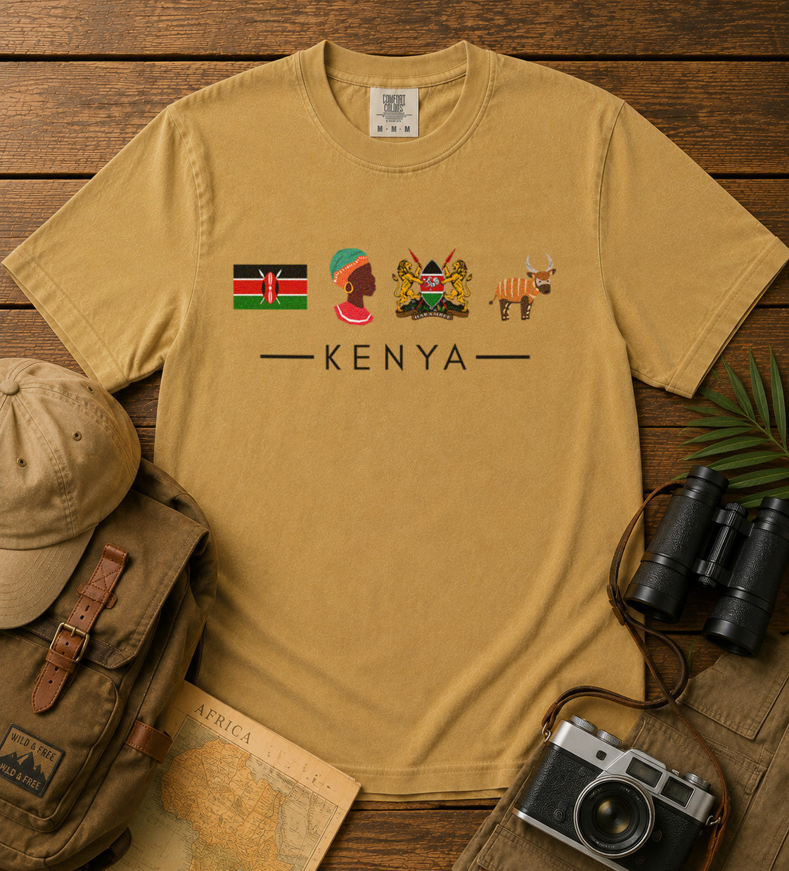 Kenya African Culture T-Shirt in Mustard - roamstride graphic tee
