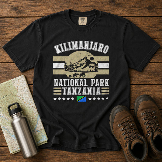 Kilimanjaro National Park T-Shirt in Black - roamstride graphic tee