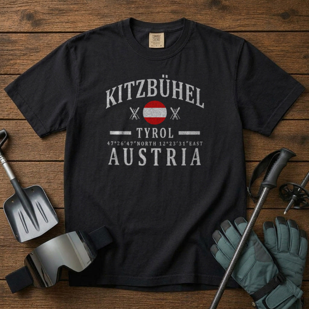 Kitzbühel Ski Resort Austria T-Shirt in Black - roamstride graphic tee